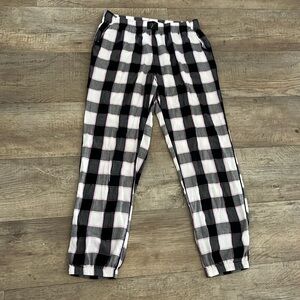 Victoria’s Secret Plaid PJ Bottoms Lounge Pants Size S Black Pink Glitter